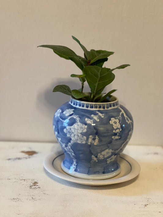 Blue Floral Asian Vase